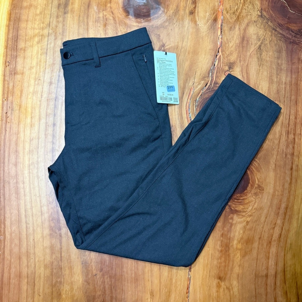 NEW Lululemon Mens Comission pants 34 L Wool Stretch Straight Slim Chinos G28